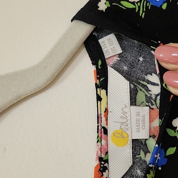Boden Preppy  Wild Cluster Crew Neck Fit-And-Flare Dress Floral  Dress Size 10 - Picture 8 of 16